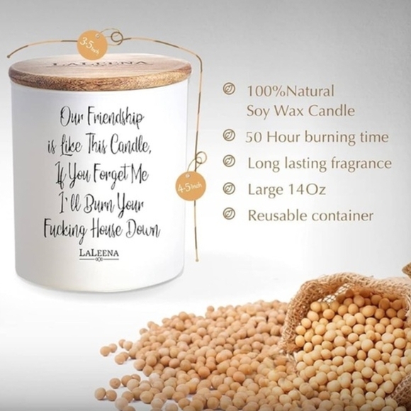 Jasmine Scented Soy Candle with Wooden Lid By LaLeena In Gift Box - Picture 2 of 3